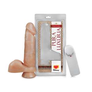 Prótese 16 x 3,5 cm com Escroto, Ventosa e Vibrador - Sexy Fantasy