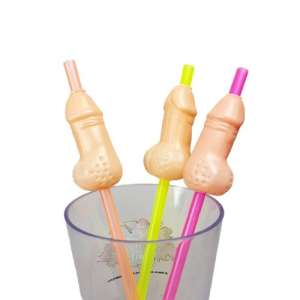Canudinhos Eróticos em Formato de Pênis (Pacote com 10 unidades) - Importado