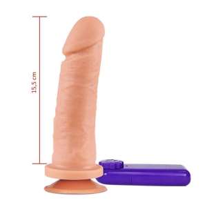 Prótese Fogo da Paixão com Ventosa e Vibrador Externo 15,5 x 4,5 cm - Hot Flowers