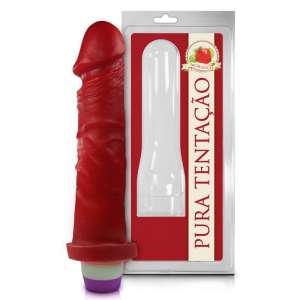 Prótese Frutada 18 x 4,4 cm - Aroma Morango com Vibrador Interno - Sexy Fantasy