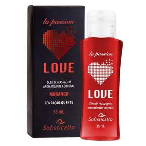 Óleo de Massagem Beijável Love Morango 30ml - Sofisticatto