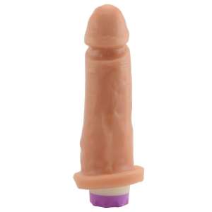Prótese 15,4 x 4 cm c/ Vibrador Interno - Cor: Pele Clara - Êxtase