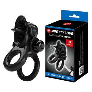 Anel Peniano Duplo com Vibrador - Pretty Love - Importado