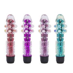 Vibrador à Prova d'água Translúcido e Transparente com Pérolas Estimuladoras - Importado