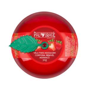 Vela Hidratante Beijável 30g - Aroma: Morango - Pau Brasil by La Pimienta