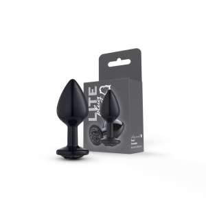 Plug Preto M Cravejado Pedra Preta Lite 8 x 3,37cm - Sexy Fantasy