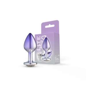 Plug Bicolor M Prata com Roxo Cravejado Lite 8 x 3,37cm - Sexy Fantasy