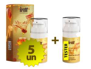 Kit com 5 Vibrador Líquido Vibration Mel + 1 TESTER - Intt