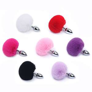 Plug Anal em Aço - Pompom de Coelho - Tamanho - M - SI - Importado
