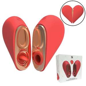 Vibrador de clitóris com Pulsação e Estimulação com Língua - Coração - Importado
