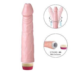 Prótese Realístico com Vibrador Rotativo à pilha - 22,5 x 4,3 cm - Importado