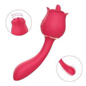Vibrador de Ponto G e Estimulador com Língua  Formato de Rosa  PRO 2 - Importado