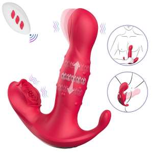 Vibrador de Ponto G e Clitóris com Vai e Vem de Anel - Dedilhar / Tapping - Petty-B - Importado