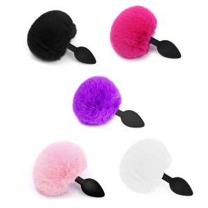 Plug Anal em Silicone - Pompom de Coelho - Tamanho Grande - Importado