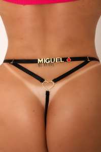 Calcinha Personalizável Secreta Love Preto com Rubi - Tallyta Lingerie