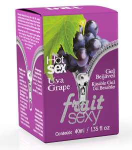 Pack com 3 unidades do produto Gel comestível Fruit Sexy Uva 40ml - Intt