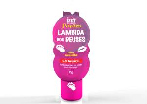 Pack com 3 unidades do produto Poção beijável para sexo oral Lambida dos Deuses 15g - Sabor: Groselha - Intt