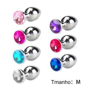 Plug de Metal com Joia Tamanho Médio (8,5 cm) - VM - Importado