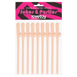 Canudos pênis Willy Straws Bege 9 unidades - LOVETOY - VM - Importado