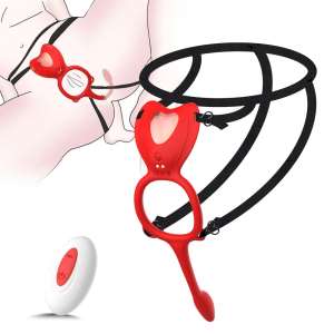 Cinta Vibratória 2 em 1 - Com estimulador anal e com controle remoto - Janice - VM - Importado