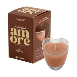 Vela Beijável Amore  para Massagem - Sabor Cacau - Feitiços Aromáticos