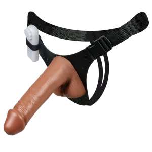 Cinta com prótese com escroto e vibrador 17 x 4,5cm - La Pimienta