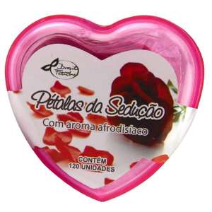 Pétalas Aromáticas 120 Unidades com Embalagem de Coração em Acrílico - Brasil Fetiche