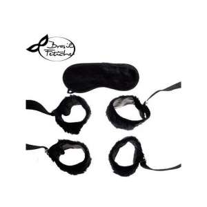 Kit Bondage em Pelúcia (4 Amarras + Tapa Olhos) - Brasil Fetiche