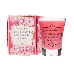 Vela Beijável para Massagem La Passion 40g - Sabor: Morango - Sofisticatto
