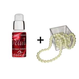 Kit Velute: Gel siliconado para massagem 20g + colar de pérolas - Sofisticatto