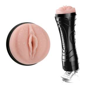 Masturbador cyber skin flashlight em formato de Vagina com vibrador e ventosa  - Importado