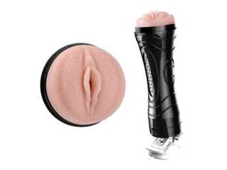 Masturbador cyber skin flashlight em formato de Vagina com vibrador e ventosa  - Importado