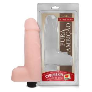 Prótese 18 x 5 cm com Escroto e Vibrador Interno em Cyber Skin - Sexy Fantasy