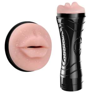 Masturbador Cyber Skin Flashlight em Formato de Boca com Vibrador - VM - Importado