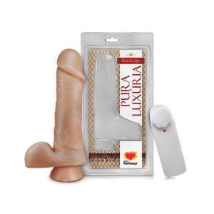 Prótese 18 x 4,4 cm com Escroto, Ventosa e Vibrador - Sexy Fantasy