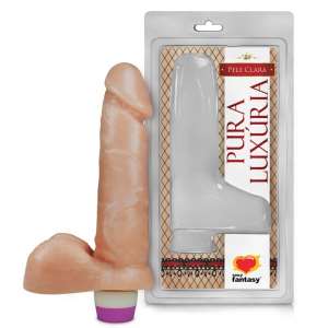Prótese 15 x 3,8 com Escroto e Vibrador Interno - Sexy Fantasy