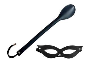 Chibata 30 cm e Máscara Tiazinha em Couro Sintético - Hot Brasil