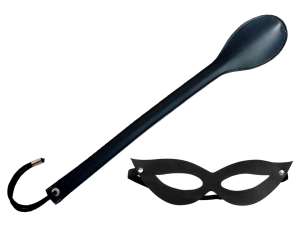 Chibata 40 cm e Máscara Tiazinha em Couro Sintético - Hot Brasil